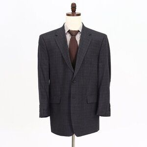 Jos. A. Bank 46R Gray Check 2-Button Sport Coat Blazer Jacket V823